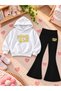 Girl's Hooded Sweatshirt Spanish Style Leggings Set Printed 3 Yarn Rastered Winter Set