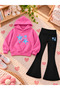 Girl's Hooded Sweatshirt Spanish Style Leggings Set Printed 3 Yarn Rastered Winter Set