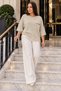Women's Stone Detailed Pocketed Crew Neck Half Sleeve Comfortable Fit Knitwear Sweater - 3
