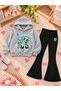Girl's Hooded Sweatshirt Spanish Style Leggings Set Printed 3 Yarn Rastered Winter Set
