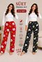 Women's Suede Pajama Bottoms Set of 2 – Soft Texture, Warm, Comfortable Fit