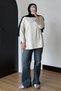 Women's Imported Lyocell Jersey Fabric Striped Tunic with a Crew Neck, 3253, Ecru. - 6