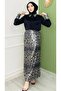 Leopard Patterned Sequin Embroidered Top and Bottom Set