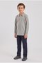 2-Piece Boys' Polo Collar School T-Shirt Set Long Sleeve 100% Cotton Fabric - 3