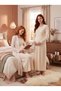 New Season Beige Jacquard Knitwear Dressing Gown Shawl Collar Winter Full Length Breastfeeding Feature Long Sleeve 100% Cotton Maternity Dressing Gown Nightgown Set - 7