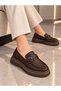 Women's Round Toe Buckle Loafer Shoes - 4