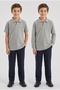 Boys' 2-Piece Polo Collar School T-Shirt Set Short and Long Sleeve 100% Cotton Fabric