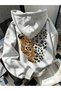 Women's Leopard Printed 3 Thread Oversized Hoodie Sweatshirt - 3