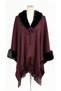 Women's Fur Detailed Tasseled Knitwear Poncho Tie-Down Collar Winter Cape Shawl - 4