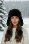 Women's Faux Fur Pompom Winter Pilot Hat with Earflaps - 5