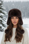 Women's Faux Fur Pompom Winter Pilot Hat with Earflaps - 7