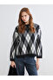 Özmarka New Season Diamond Patterned Oversized Women's Knitwear Sweater