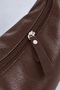 Women's Nilüfer Brown Textured Faux Leather Large Size Lined Hobo Shoulder Bag with Back Zipper Pocket - 7