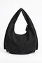 Women's Nilüfer Black Textured Suede Large Size Lined Hobo Shoulder Bag with Back Zipper Pocket - 4