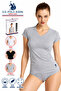 Women'S, Licensed, Uspa, 47% Modal, 47% Cotton, 6% Elastane, V-Neck T-Shirt