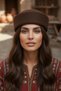 Women's Pillbox Hat Cashmere Retro Classic Hat Stewardess Hat - 7