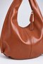 Women's Nilüfer Tan Textured Faux Leather Large Size Lined Hobo Shoulder Bag with Back Zipper Pocket - 4