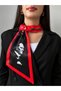 Ataturk Signed Premium Satin Tie Scarf Foulard – Turkish Flag Patterned with Ataturk Portrait - 2