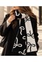 Women's Bow Patterned Double-Sided Knitwear Scarf Winter Shawl 30X200 cm - Black-White
