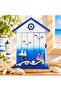 AasaiCart Nautical Wooden Key Cabinet Box with Multiple Hooks, Blue - 2