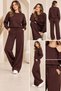 Women's Modal Dark Burgundy 2-Piece Tracksuit Set Wide-Leg Sweatshirt Pants Comfortable Fit - 6