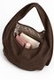 Women's Nilüfer Brown Textured Suede Large Size Lined Hobo Shoulder Bag with Back Zipper Pocket - 6