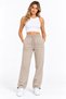 3-Thread Side Piping, Adjustable Cuffs, Baggy Winter Women's Sweatpants with Internal Ribbing, Smoked Gray Brown Black Stone - 2