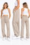 3-Thread Side Piping, Adjustable Cuffs, Baggy Winter Women's Sweatpants with Internal Ribbing, Smoked Gray Brown Black Stone