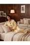 Women's Long Sleeve Shirt Collar Single Jersey Fabric Cotton Character Patterned Pajama Set - Yellow - 2