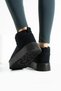 Women's Brown Suede Platform Ankle Boots with Fur Inside for Warmth - 7