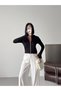 Women's Black Hooded Sweatshirt with Double Zipper and Softtouch Modal Fabric, Crop Sweatshirt Pm2084 - 8