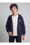 Peak New Season Navy Blue Printed Boys' Thick Zip-Up Sweatshirt - 2