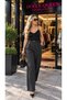 Women's Black Striped Belted High Waist Palazzo Trousers