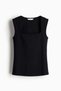 Ribbed square-neck vest top