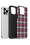 iPhone 12 Pro Max Vorian Double Layer Gray Fuchsia Plaid Case - 2