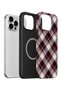 iPhone 15 Pro Max Vorian Magsafe Double Layer Purple Cream Cross Plaid Case - 2