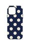 iPhone 14 Pro Max Vorian Double Layer Navy Blue Cream Polka Dot Case - 4