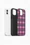 iPhone 12 Vorian Double Layer Fuchsia Gray Plaid Case - 2