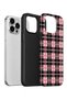 iPhone 15 Pro Vorian Double Layer Pink Black Plaid Case - 2