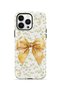 iPhone 14 Pro Max Vorian Double Layer Golden Floral Bow Case