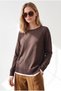 Women's Brown Collar Cuff Detailed Slim Knitwear Sweater Kzk-19001173