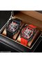 2PC Luxury Style Tonneau Quartz Watch for Men and Teens – Industrial Barrel Case, Multicolored Hollow Skeleton Dial, Durable Silicone Sport Strap