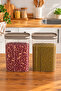 1977 Beige 2-Piece Food Container Set – 4000 ml Large Size Transparent Legume Storage Container with Sliding Lid - 3