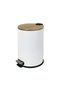 Pedal Bin with Bamboo Top and Soft Close Lid Matte Body with Metal Pedal Dustbin 18L White