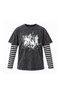 Gothic Grunge Printed Fake Sleeve Unisex Washable Vintage Oversize T-Shirt - 2
