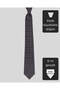 Black Square Patterned Gray Silk Tie – 8 cm Wide - 4