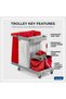 Plastic Multifunction Trolley with Wringer Janitorial Cart for Hotels Red - 2
