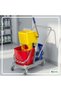 Double Bucket Mop Trolley with Wheels 34L Red and Blue - 6
