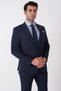 Slim Fit Mono Collar Double Slit Flexible Wool Navy Blue Suit Tk 947 - 5