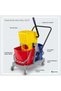 Double Bucket Mop Trolley with Wheels 34L Red and Blue - 2